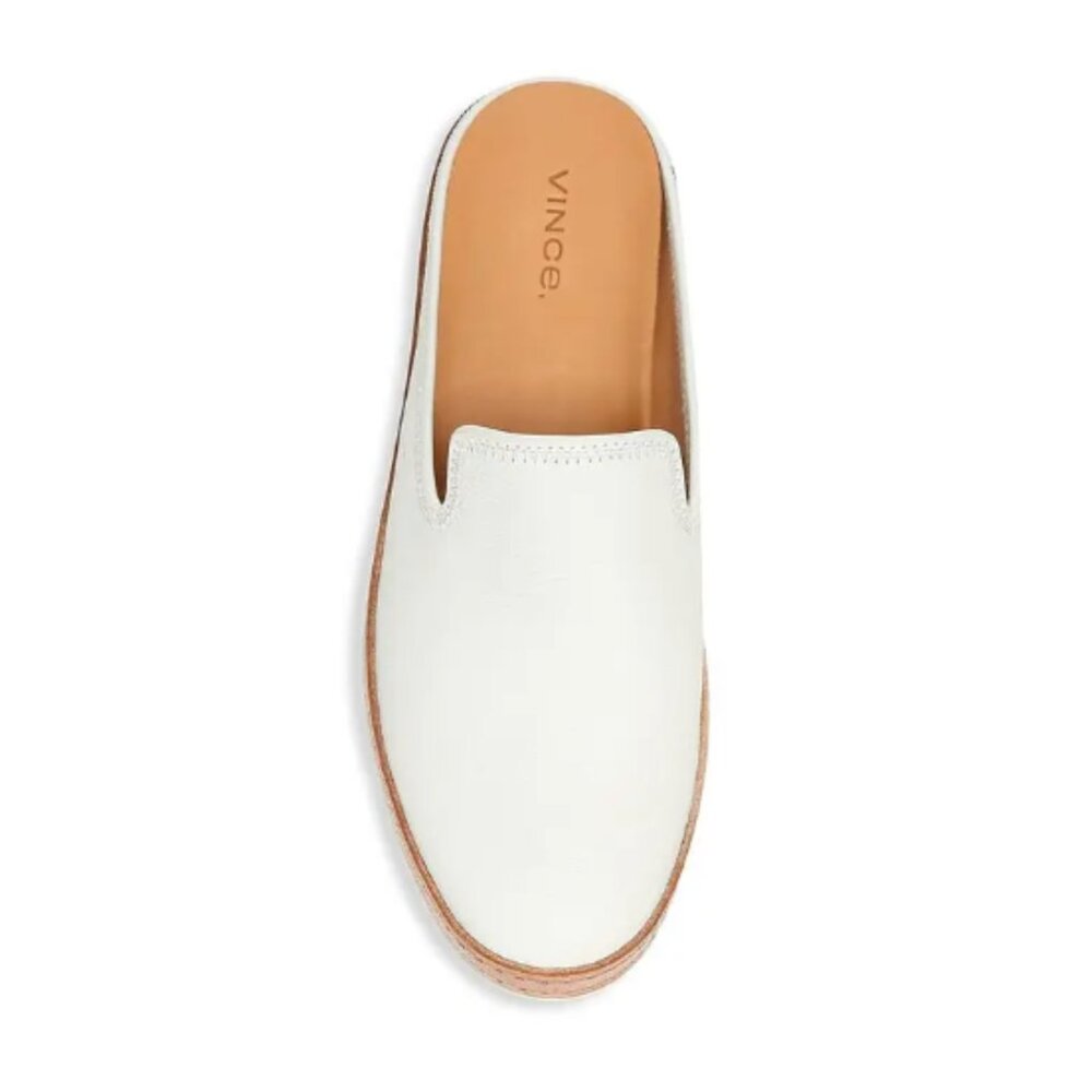 NEW Vince Canella Leather Slip-On Sneakers Slides Mules Optic White 9/39